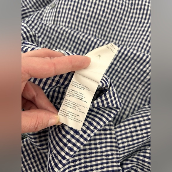 Hugo Boss Mens Lucas Long Sleeve Dress Shirt Blue Gingham Regular Fit Large - Picture 9 of 13